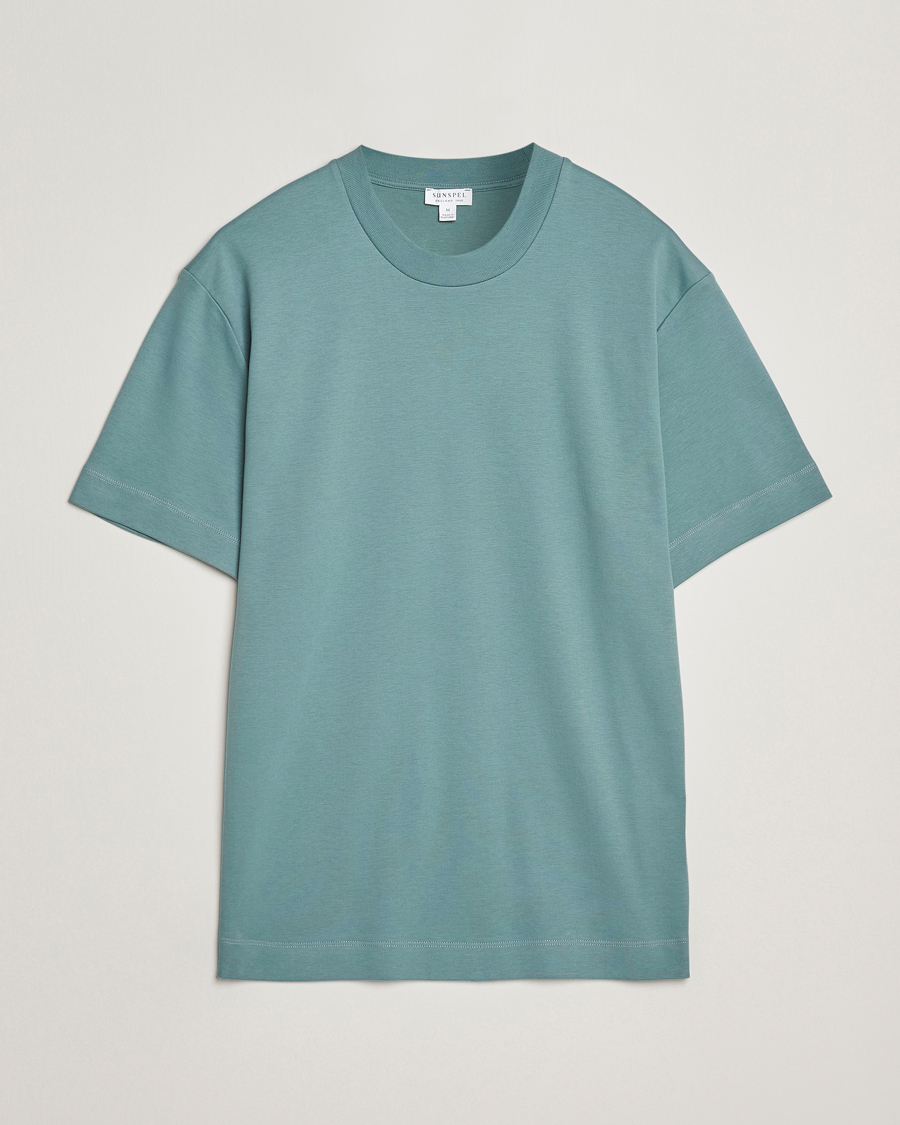 Herren | T-Shirts | Sunspel | Heavy Weight Supima Cotton T-Shirt Steel Green