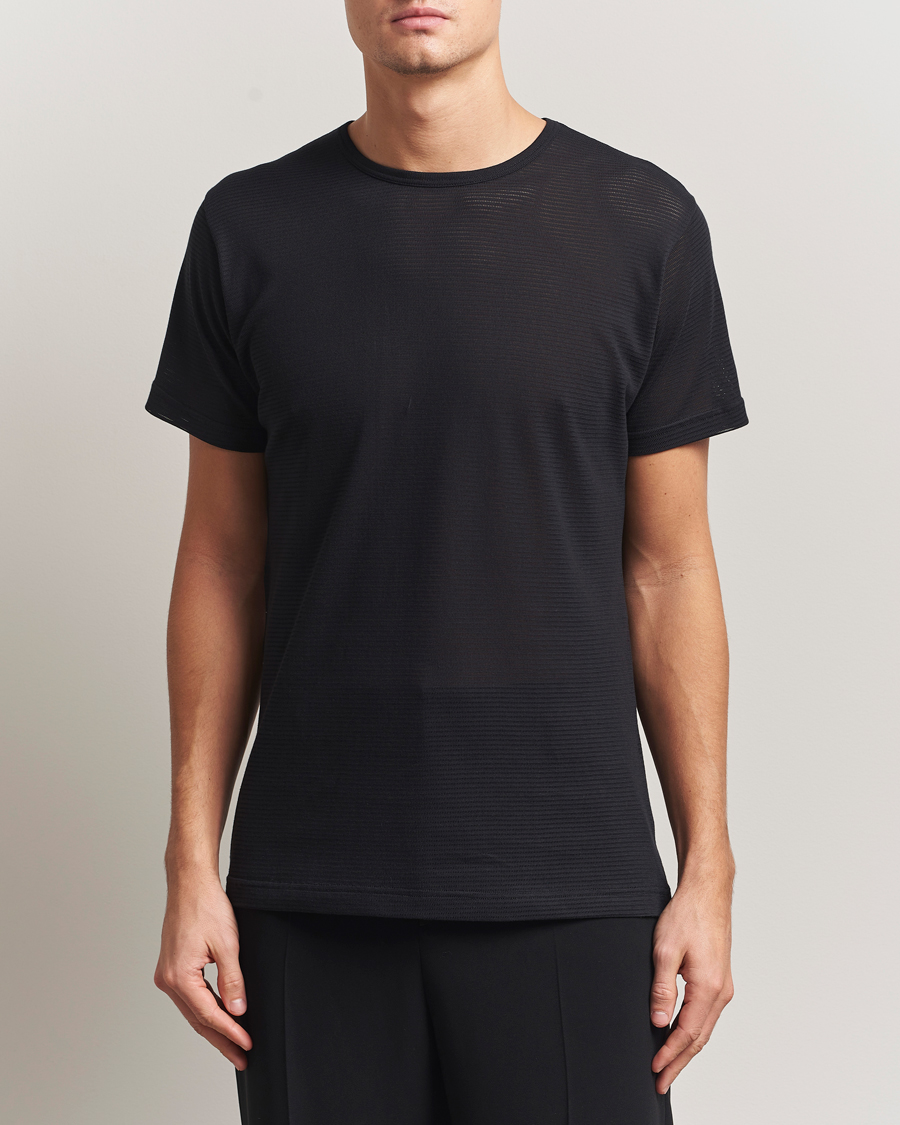 Herren | T-Shirts | Sunspel | Cellular Underwear T-Shirt Black