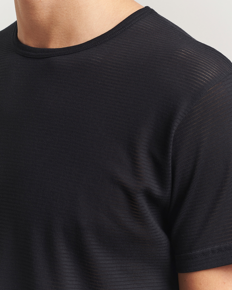 Herren | T-Shirts | Sunspel | Cellular Underwear T-Shirt Black