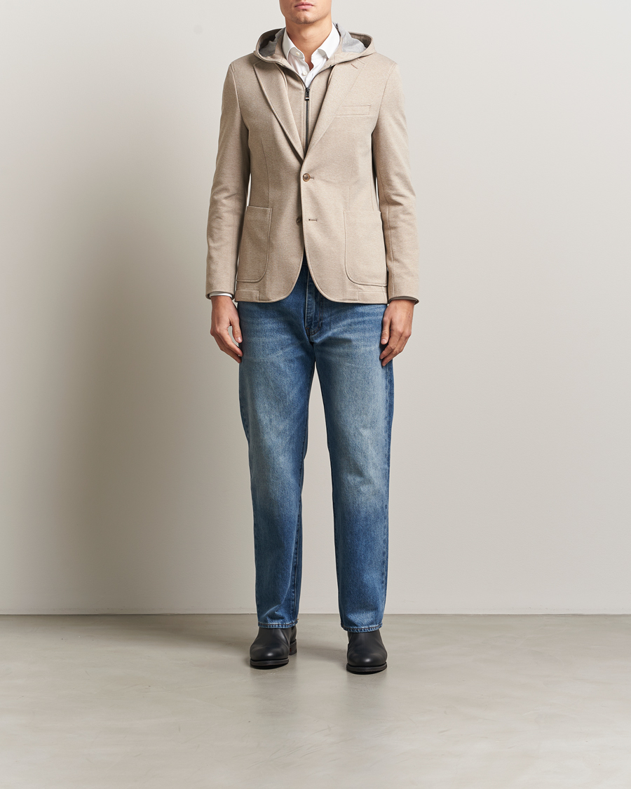 Herren | Sakkos | BOSS BLACK | Hanry Hooded Jersey Blazer Dark Beige