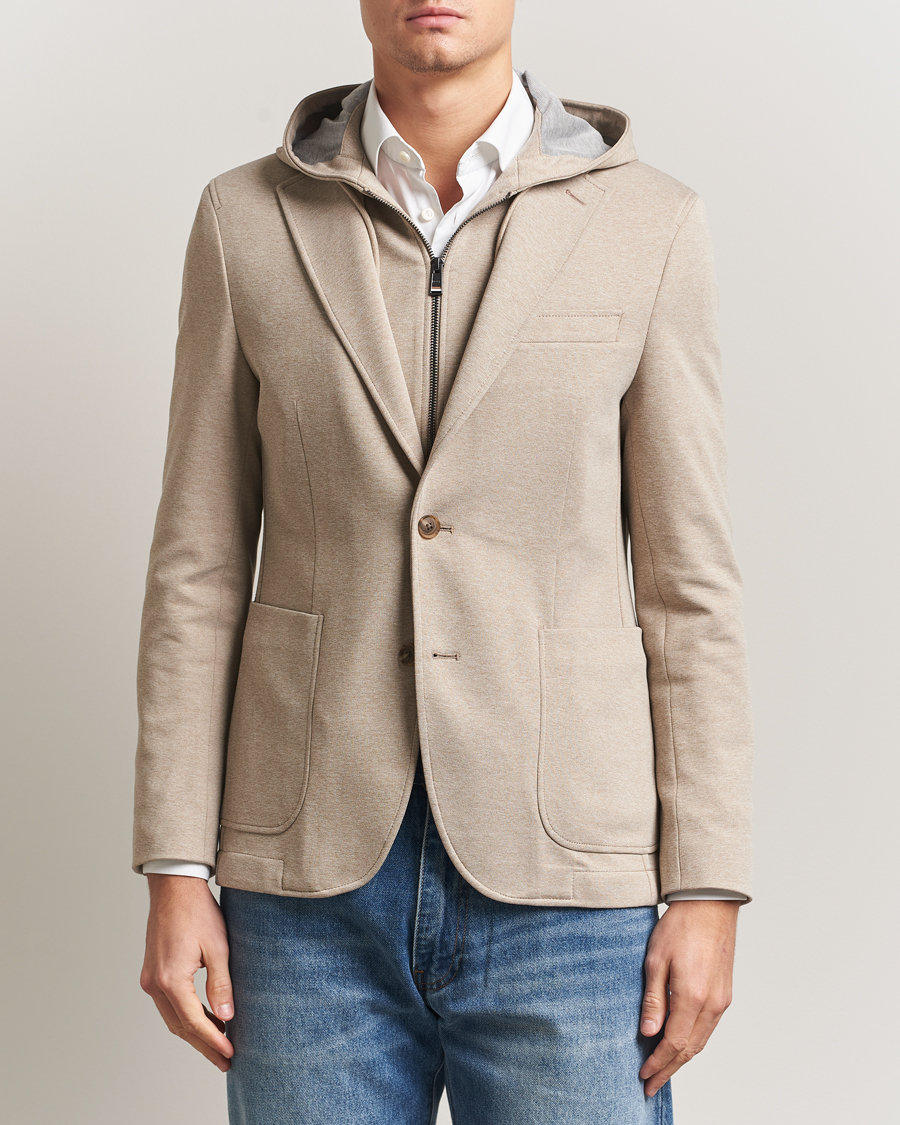 Herren | Sakkos | BOSS BLACK | Hanry Hooded Jersey Blazer Dark Beige