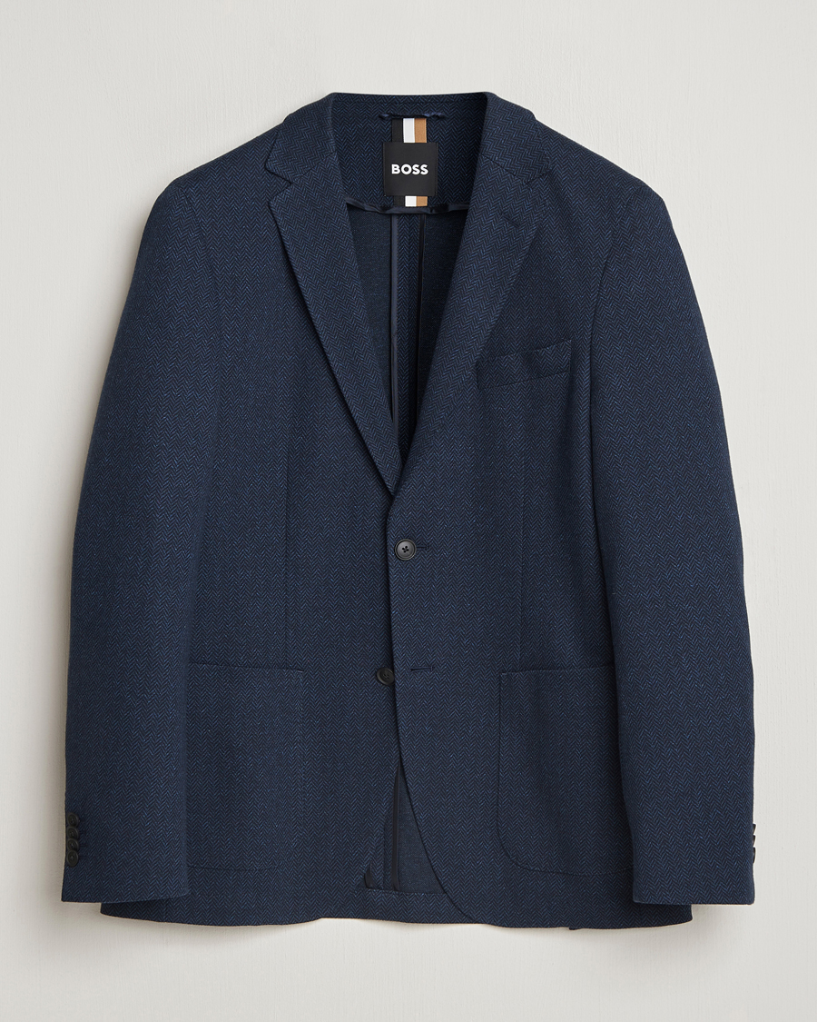 Herren | Sakkos | BOSS BLACK | Jaye Jersey Herringbone Blazer Dark Blue