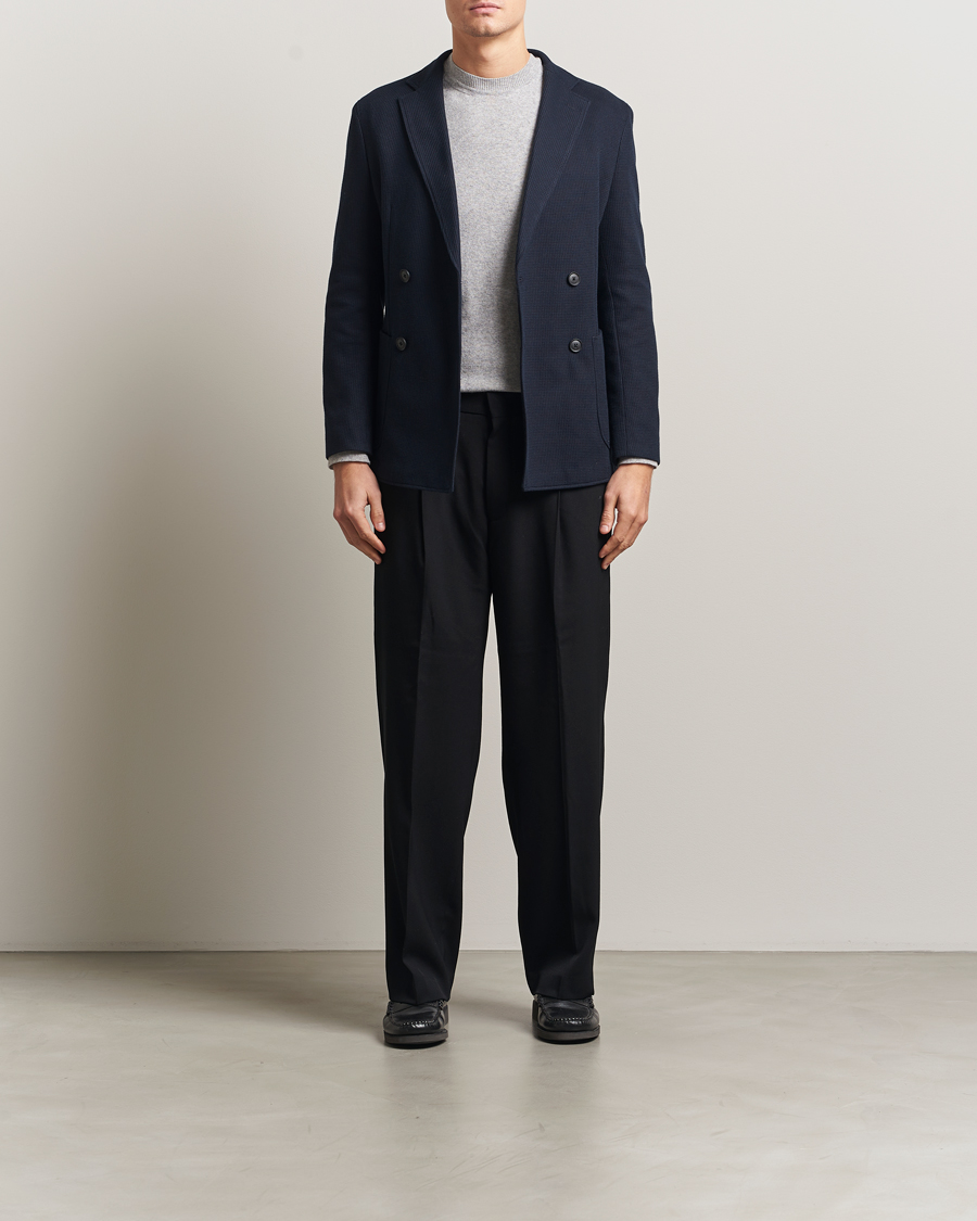 Herren | Sakkos | BOSS BLACK | Hanry Jersey Double Breasted Blazer Dark Blue