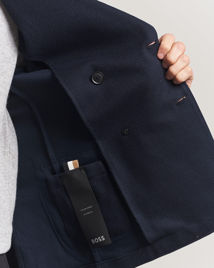 Herren | Sakkos | BOSS BLACK | Hanry Jersey Double Breasted Blazer Dark Blue