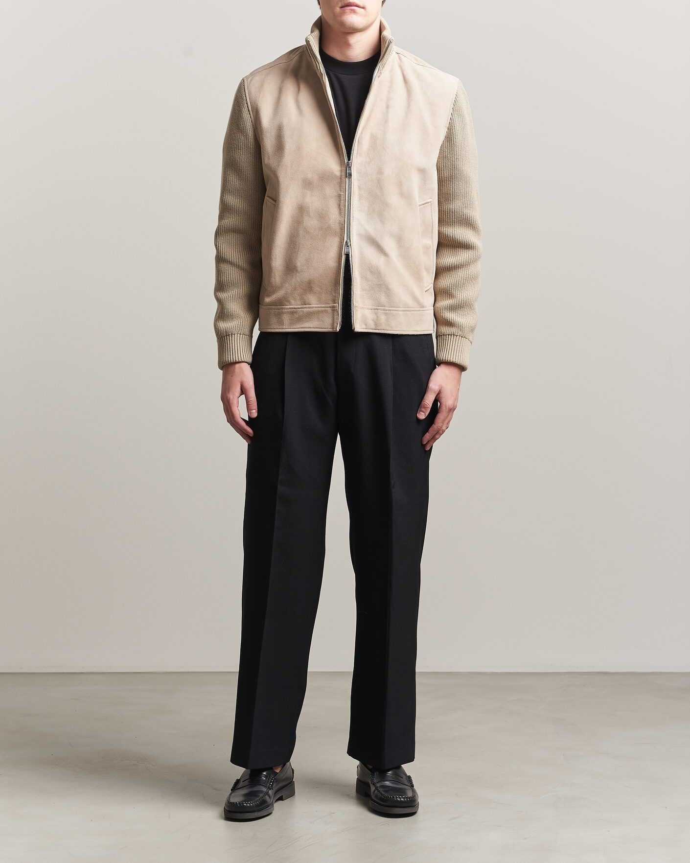 Herren | Jacken | BOSS BLACK | Maven Suede Hybrid Jacket Open White