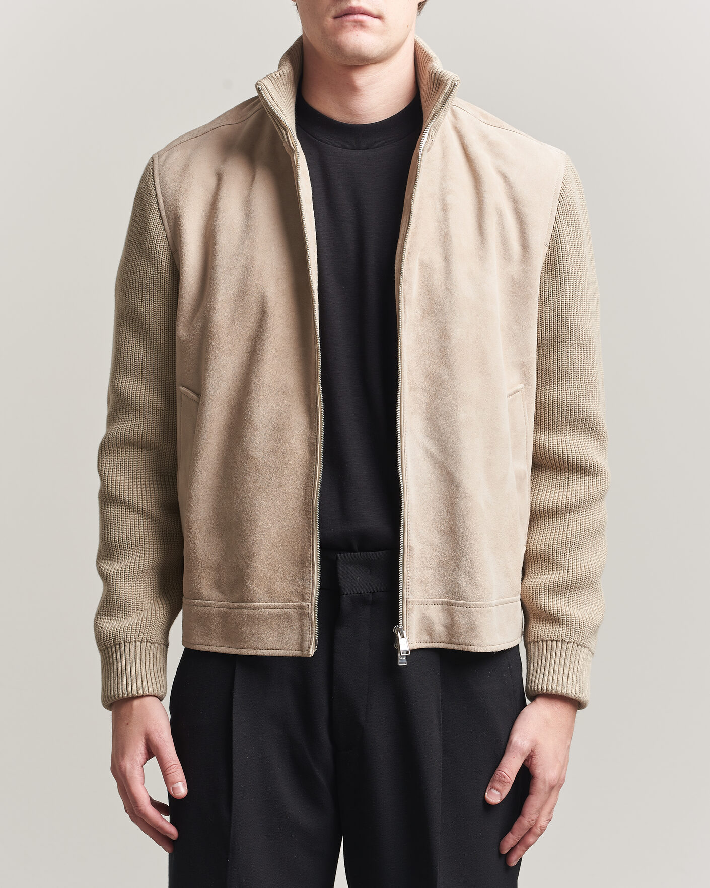 Herren | Jacken | BOSS BLACK | Maven Suede Hybrid Jacket Open White