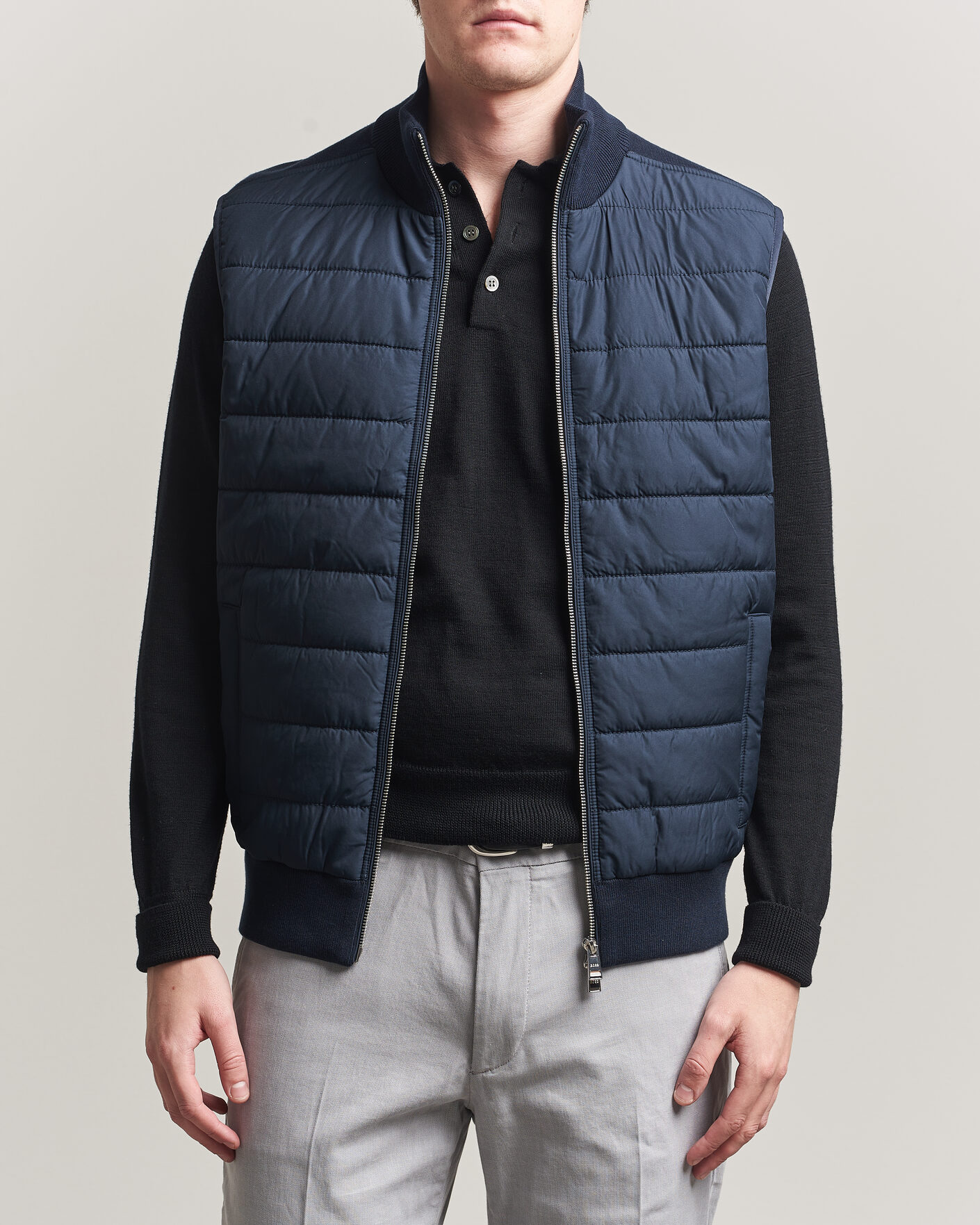 Herren | Westen | BOSS BLACK | Urwin Cotton/Wool Vest Dark Blue