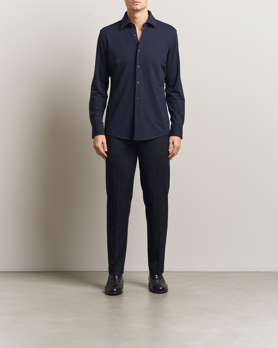 Herren | Hemden | BOSS BLACK | Hank Structured Jersey Shirt Dark Blue