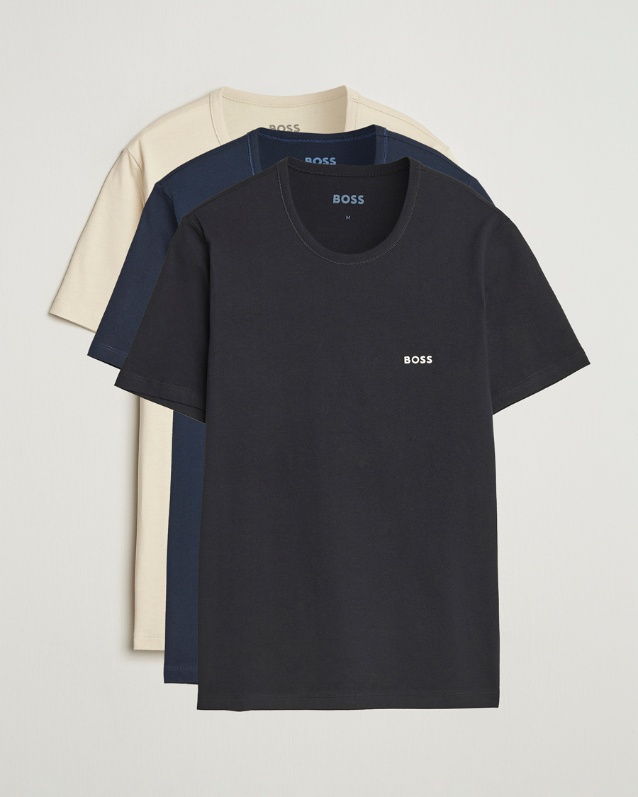 Herren | T-Shirts | BOSS BLACK | 3-Pack Crew Neck T-Shirt Beige/Navy/Black