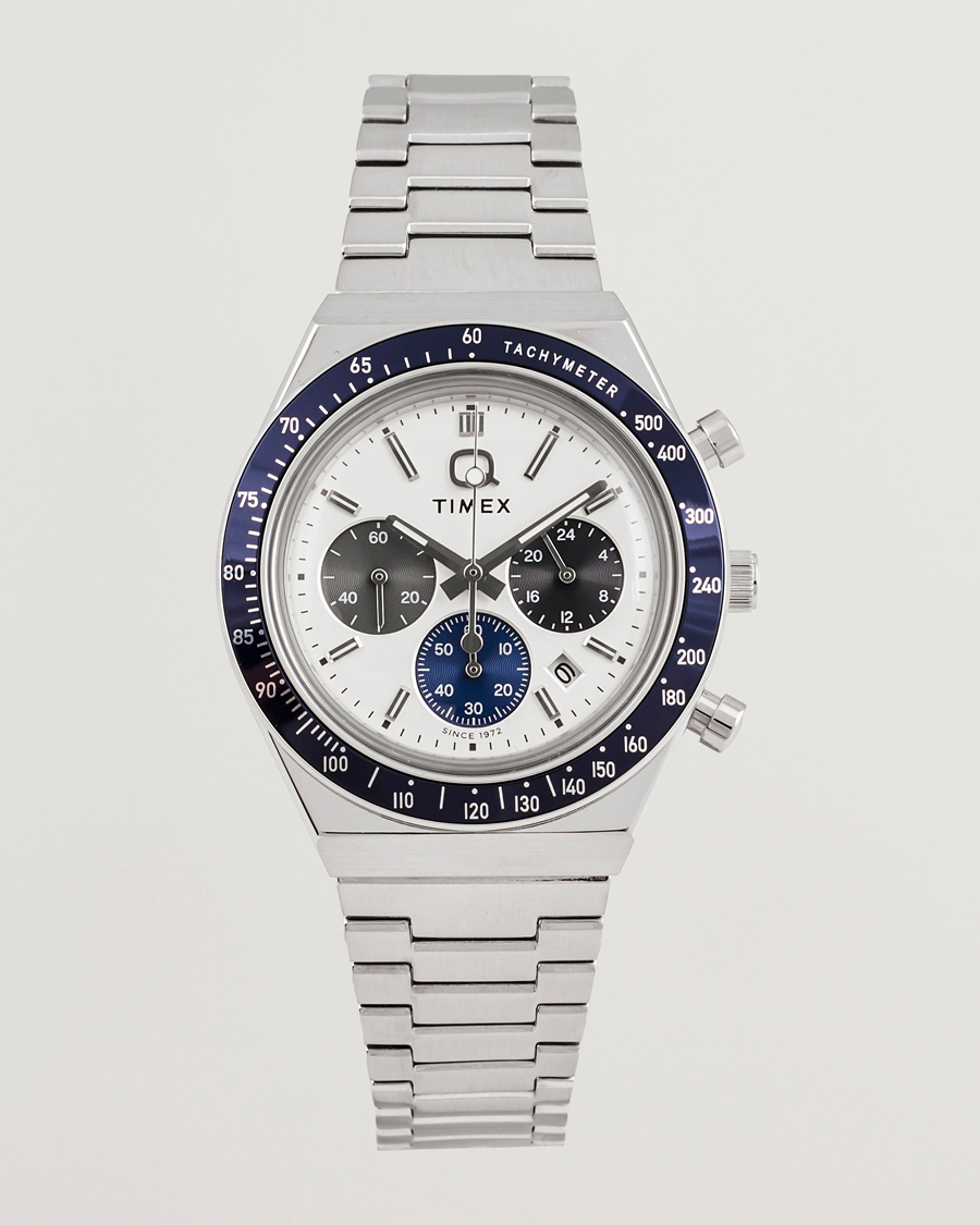 Herren | Timex Q Chronograph Tonal Sub Dials 40mm White Dial | Timex | Q Chronograph Tonal Sub Dials 40mm White Dial