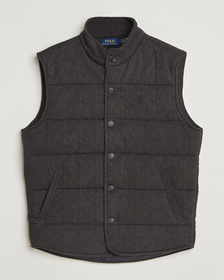 Herren | Westen | Polo Ralph Lauren | Knitted Herringbone Vest Dark Charcoal Heather