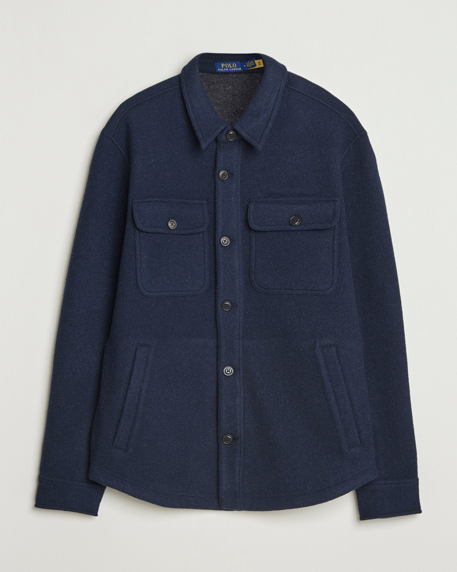 Herren | Hemden | Polo Ralph Lauren | Brushed Double Knitted Overshirt Worth Navy Heather