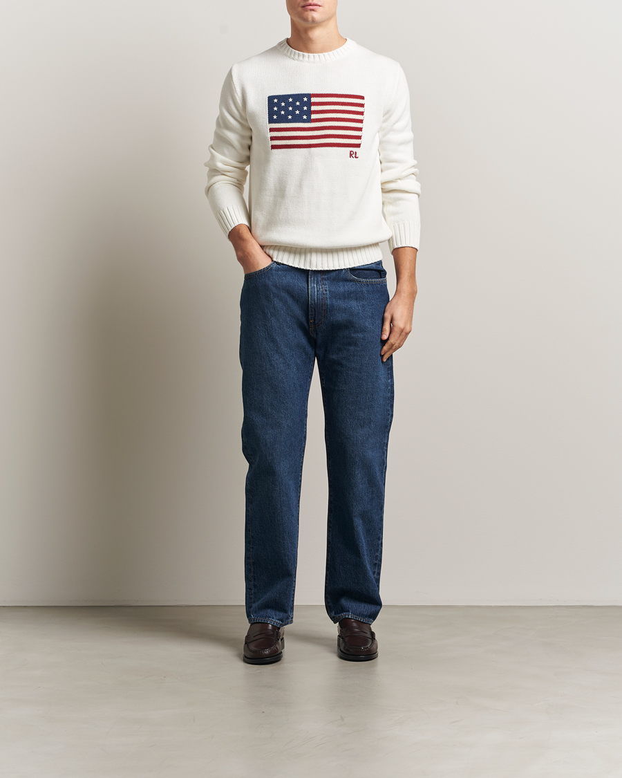 Herren | Pullover | Polo Ralph Lauren | Cotton Flag Sweater Deckwash White