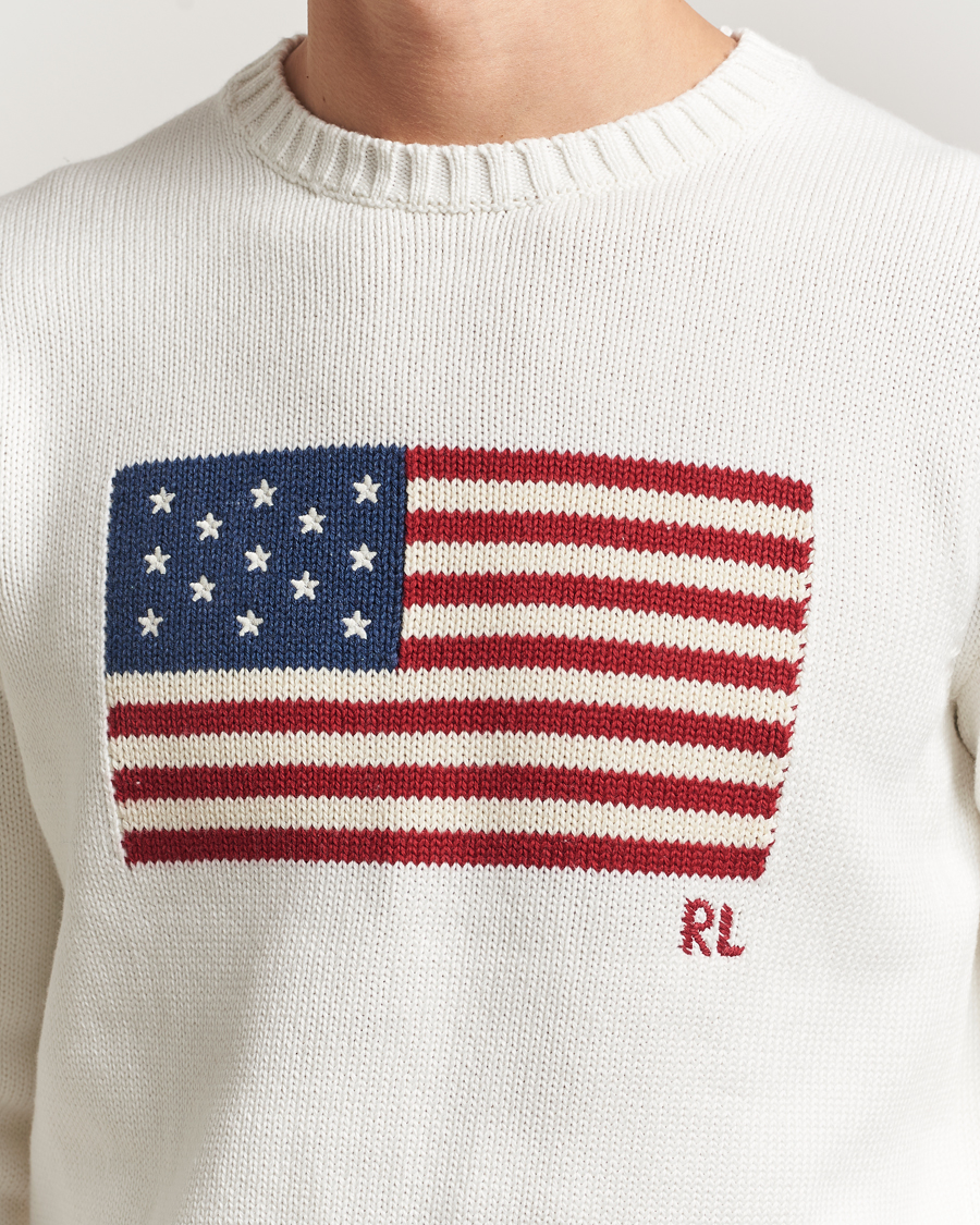 Herren | Pullover | Polo Ralph Lauren | Cotton Flag Sweater Deckwash White