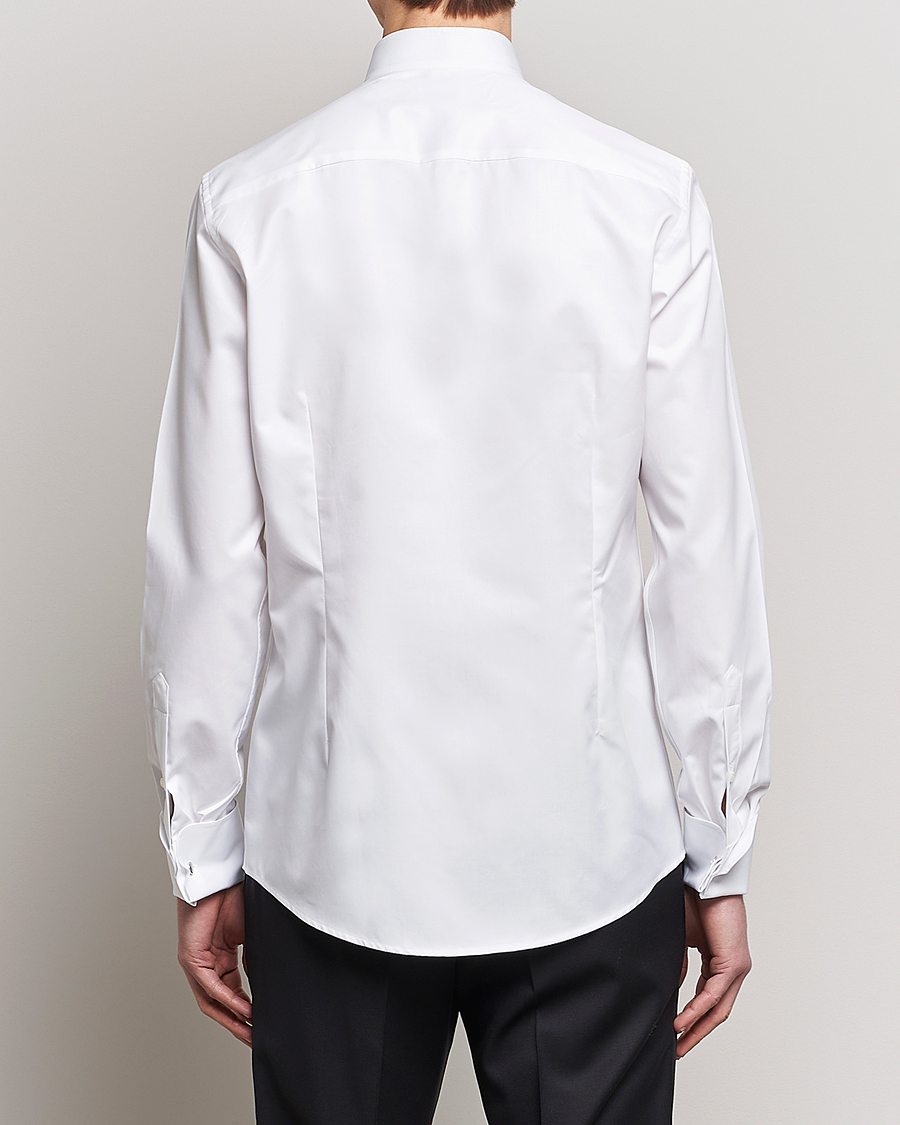 Herren | Hemden | Stenströms | Slimline Stand Up Collar Plissè Shirt White