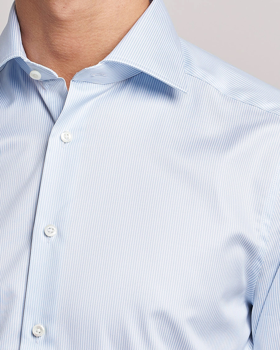 Herren | Hemden | Stenströms | Slimline X-Long Sleeve Shirt White/Blue