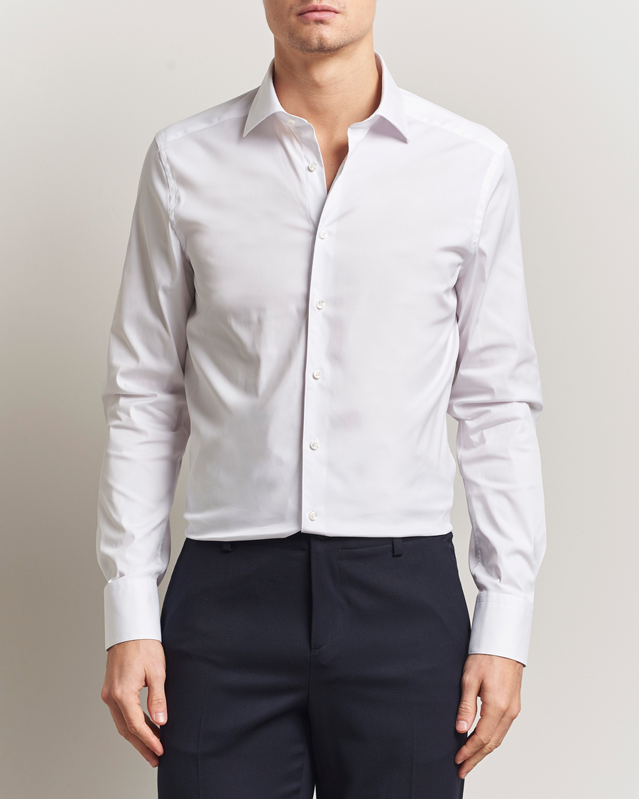Herren | Hemden | Stenströms | Slimline Cotton Stretch Shirt White