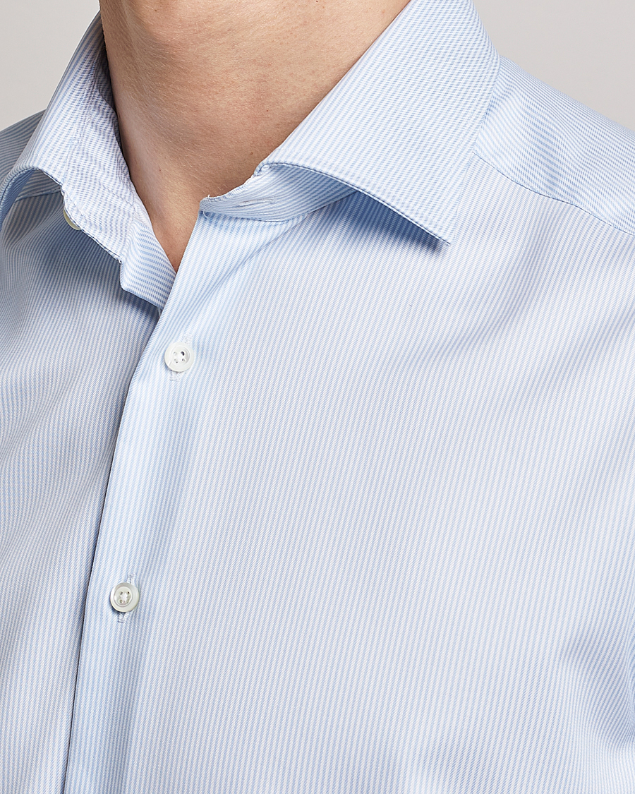 Herren | Hemden | Stenströms | Superslim Cotton Twill Striped Shirt Blue/White