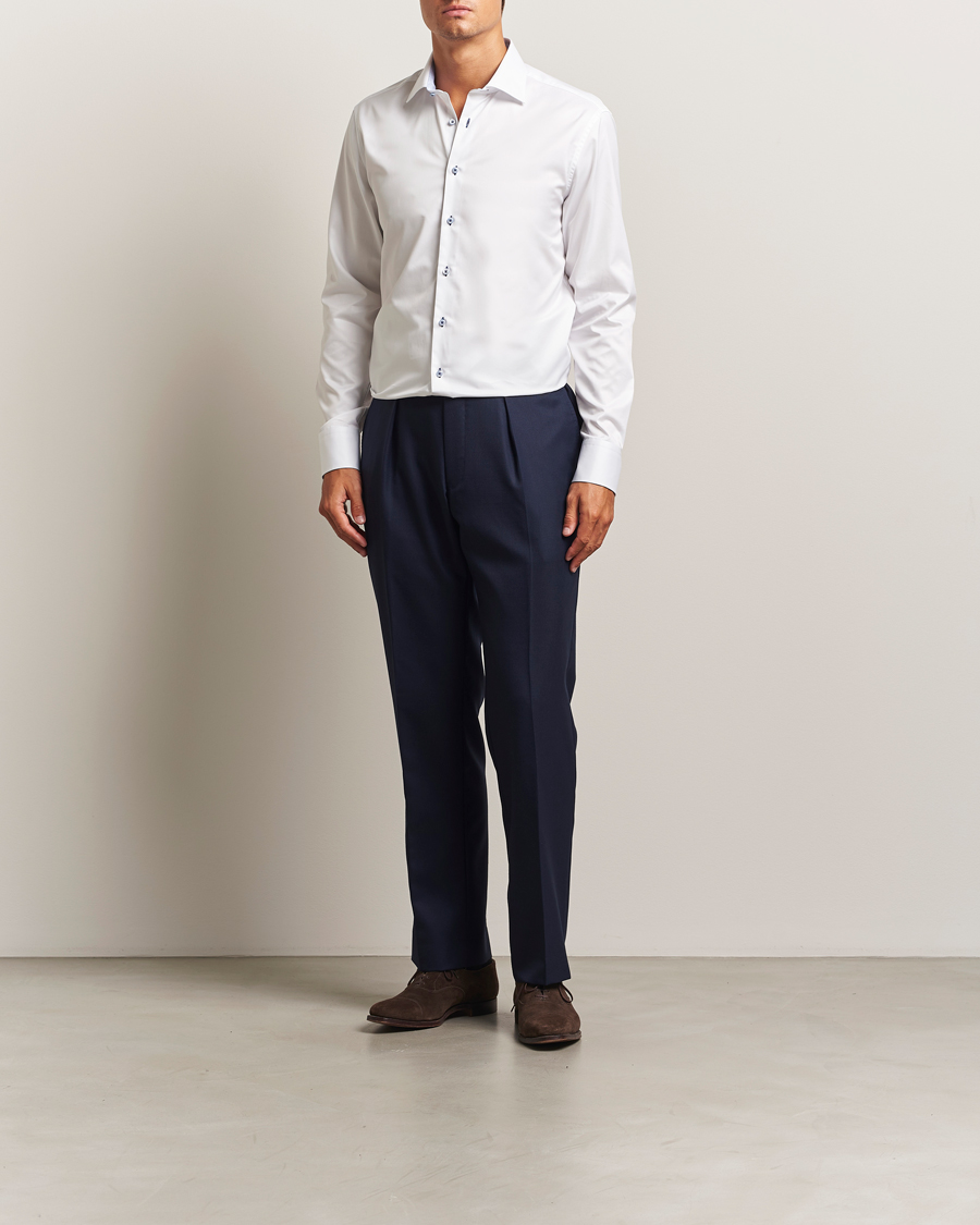 Herren | Hemden | Stenströms | Regular Fit Contrast Cut Away Shirt White