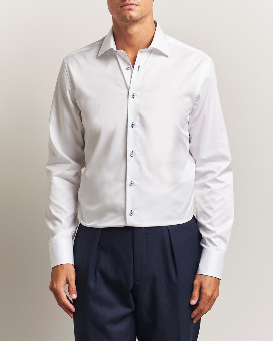 Herren | Hemden | Stenströms | Regular Fit Contrast Cut Away Shirt White