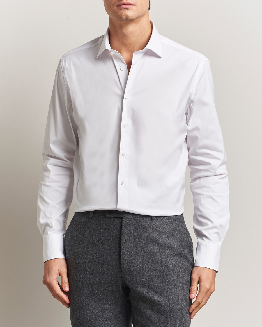 Herren | Hemden | Stenströms | Regular Fit Cotton Stretch Shirt White