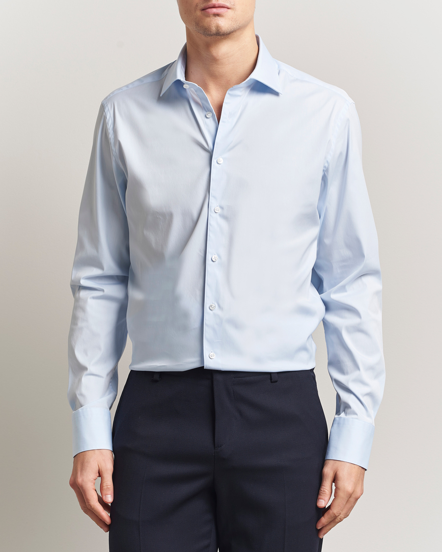 Herren | Hemden | Stenströms | Regular Fit Cotton Stretch Shirt Light Blue