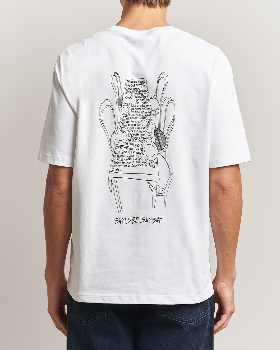 Herren | T-Shirts | Samsøe Samsøe | Dinner Printed Crew Neck T-Shirt White