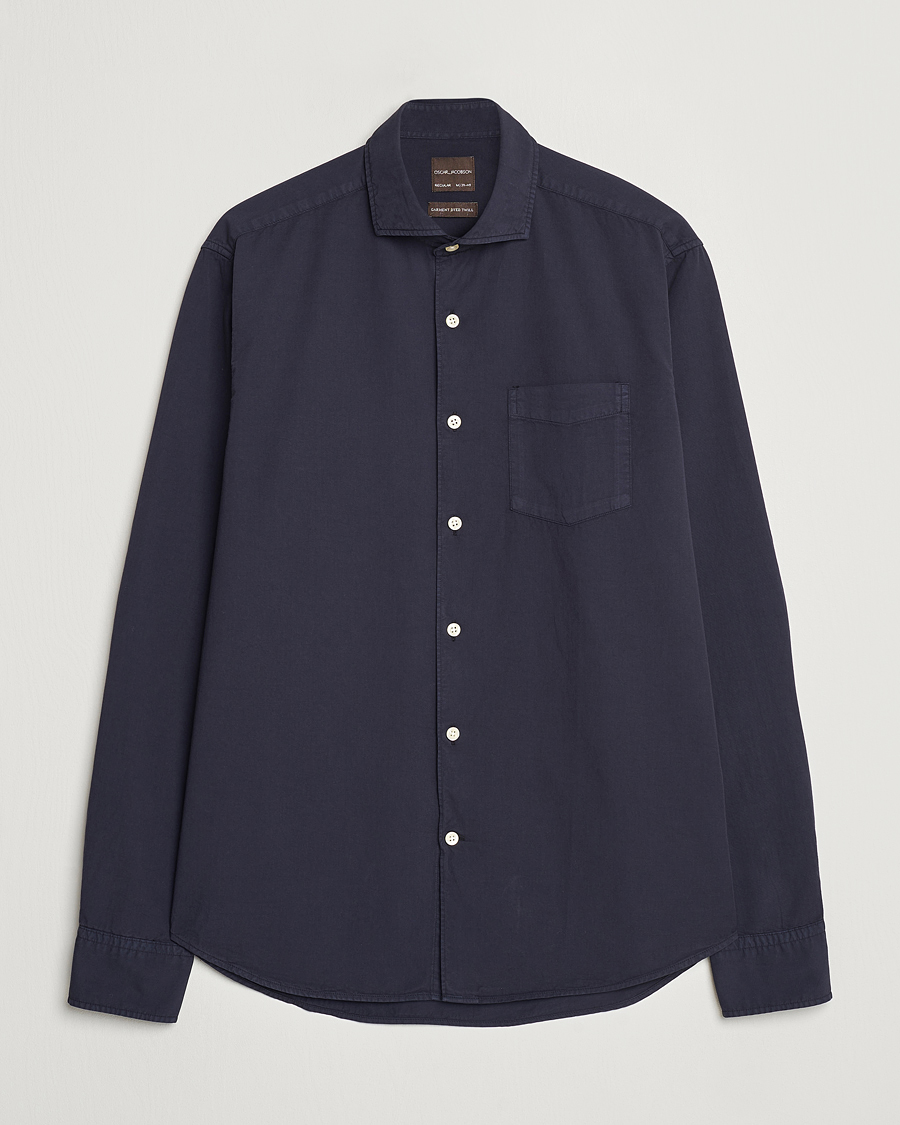 Herren | Hemden | Oscar Jacobson | Reg Fit Wide Spread Collar Twill Night Blue