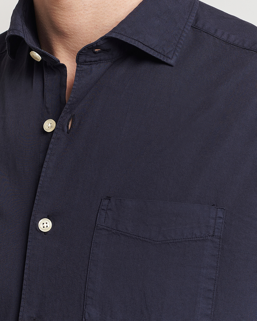 Herren | Hemden | Oscar Jacobson | Reg Fit Wide Spread Collar Twill Night Blue
