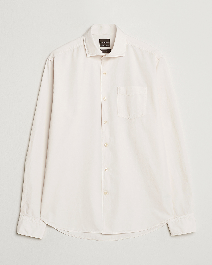 Herren | Hemden | Oscar Jacobson | Reg Fit Wide Spread Collar Twill Ecru White