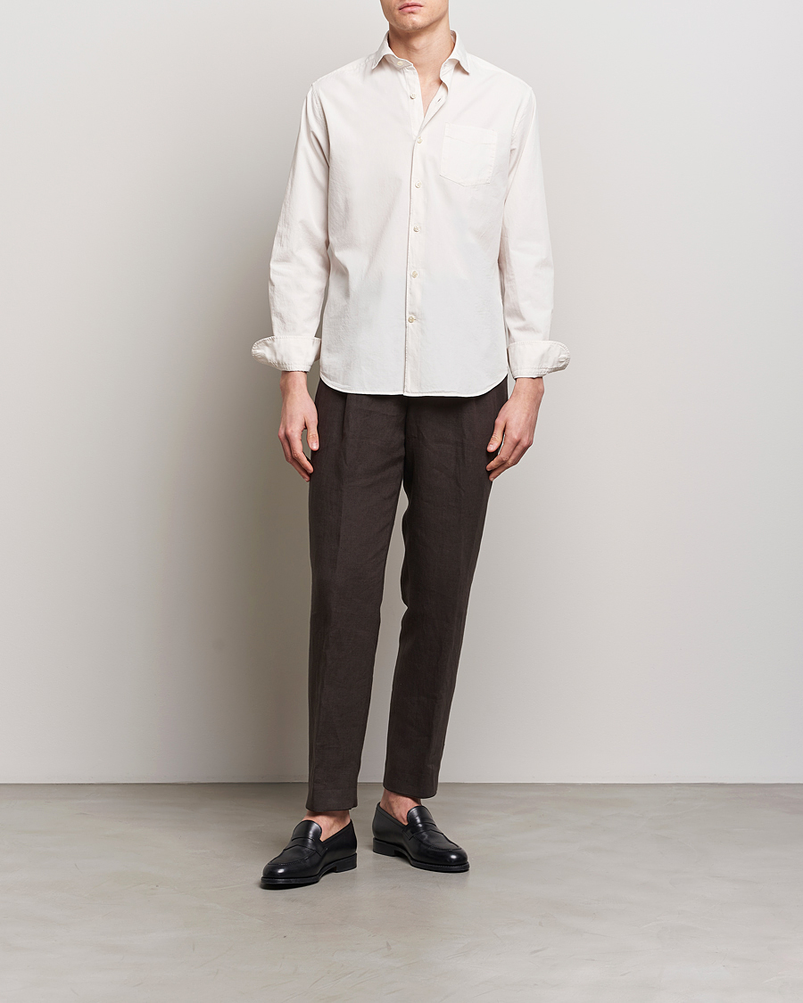 Herren | Hemden | Oscar Jacobson | Reg Fit Wide Spread Collar Twill Ecru White