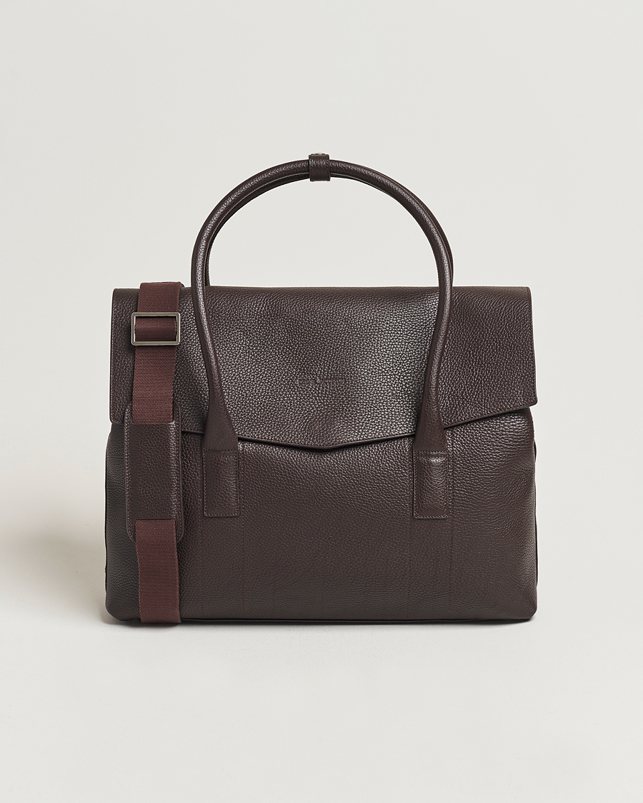 Herren | Oscar Jacobson Overnight Leather Bag Dark Mud Brown | Oscar Jacobson | Overnight Leather Bag Dark Mud Brown