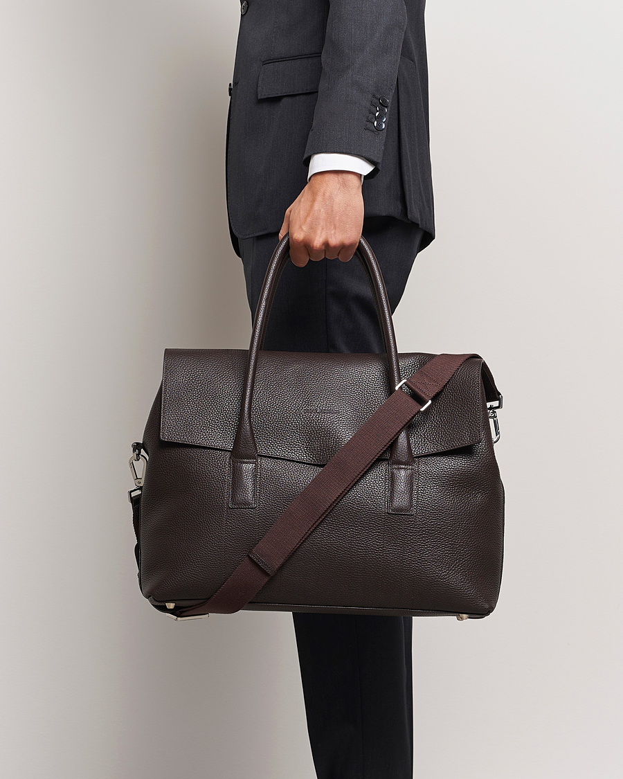 Herren | Oscar Jacobson Overnight Leather Bag Dark Mud Brown | Oscar Jacobson | Overnight Leather Bag Dark Mud Brown