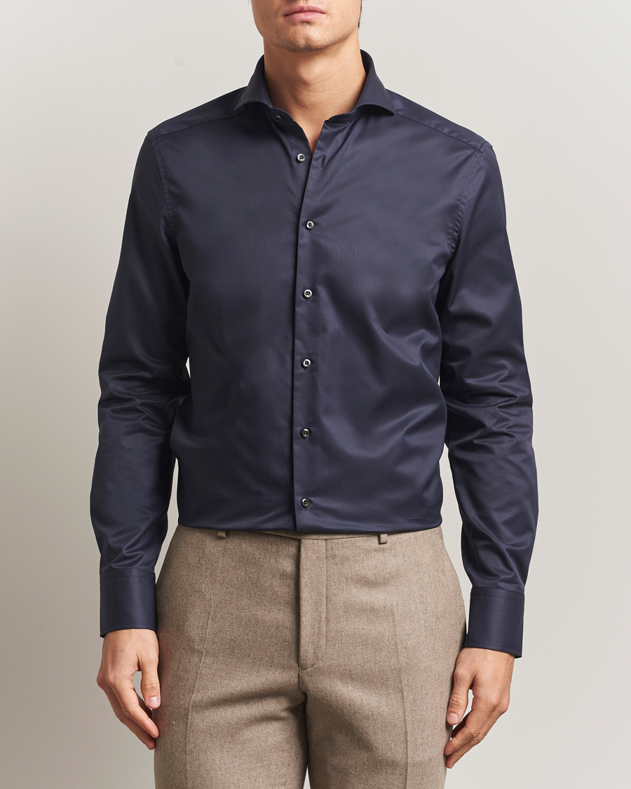 Herren | Hemden | Stenströms | Slimline Extreme Cut Away Shirt Navy