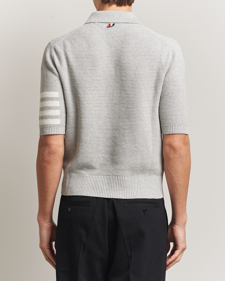 Herren | Poloshirts | Thom Browne | Textured 4 Bar Knitted Polo Light Grey