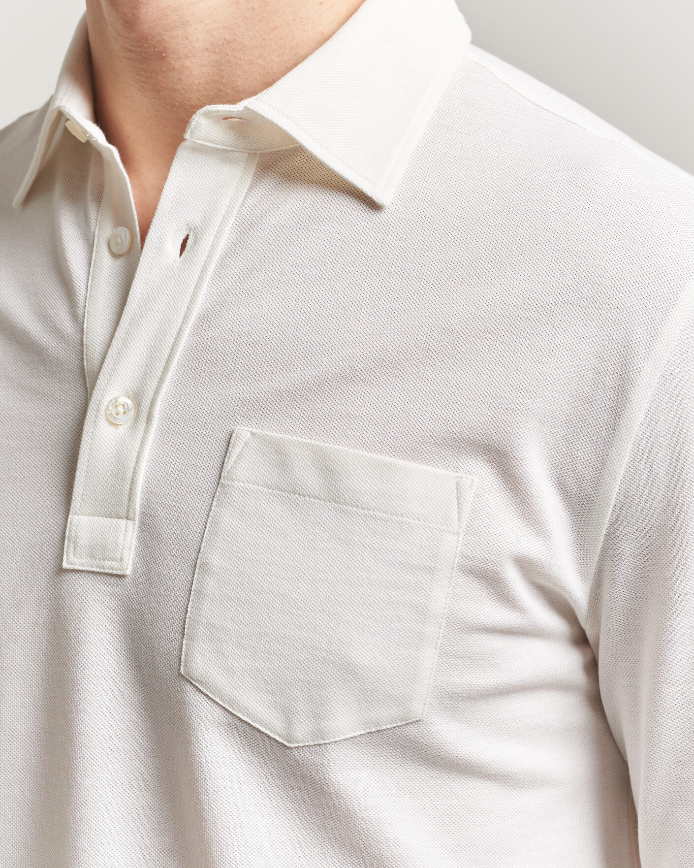 Herren | Poloshirts | Ralph Lauren Purple Label | Cotton/Cashmere Long Sleeve Polo Off White