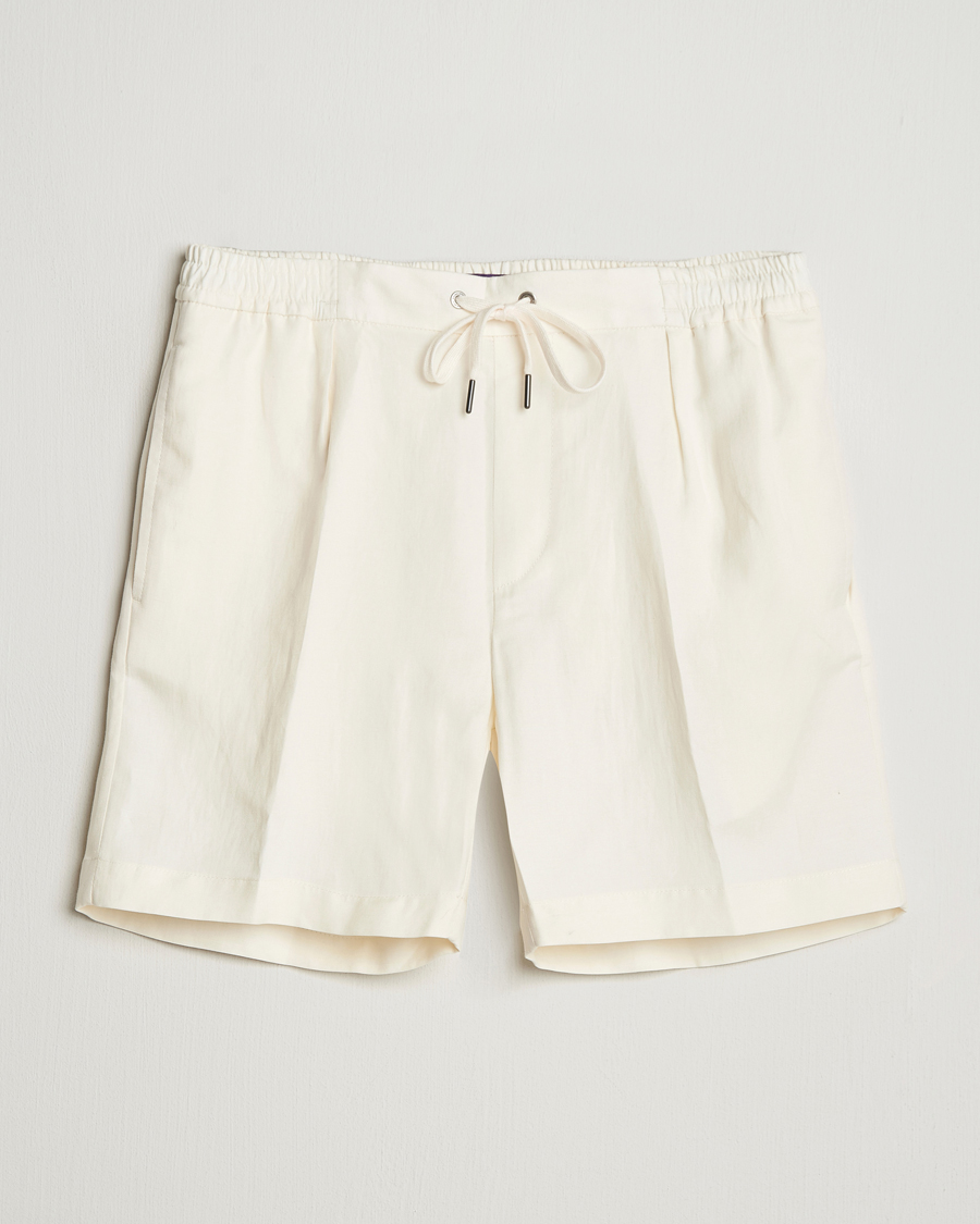 Ralph Lauren Purple Label Silk/Linen Drawstring Shorts Cream – Beige