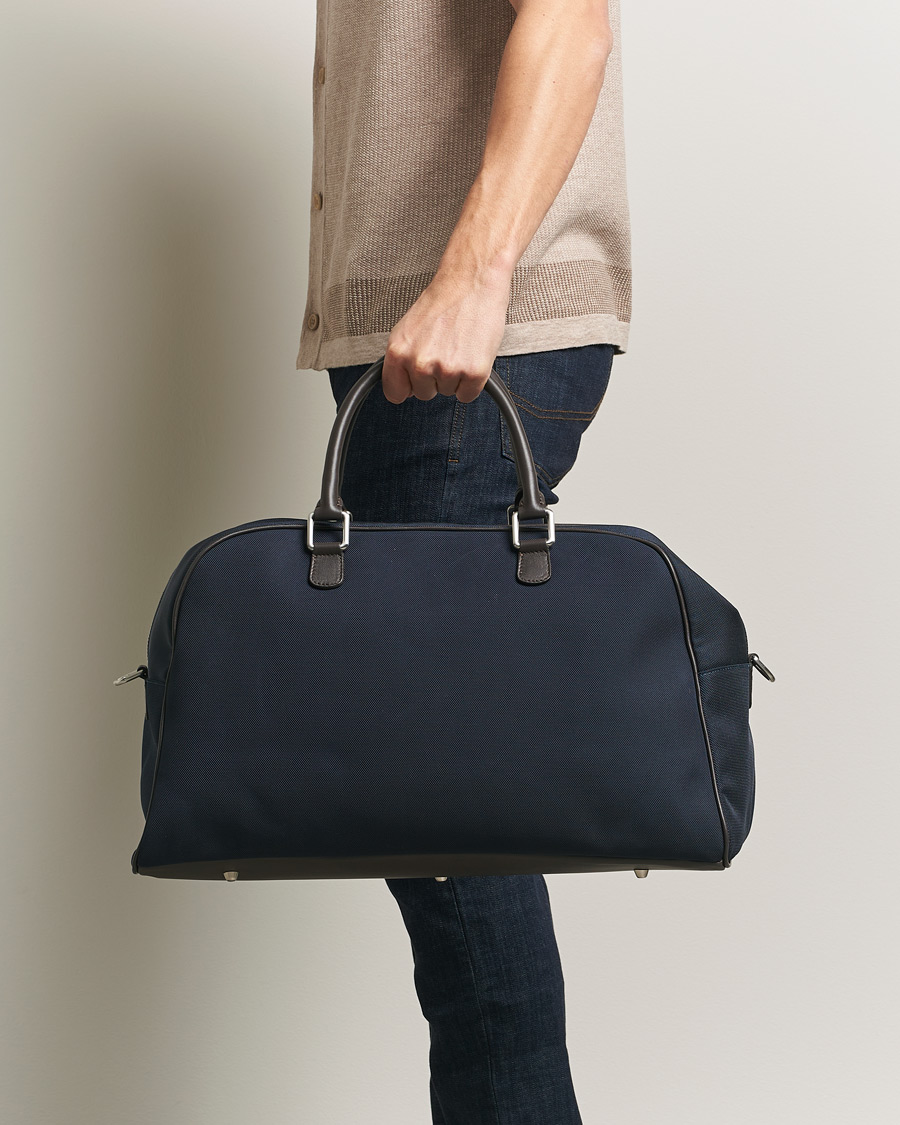 Herren | Taschen | Anderson's | Balistic Nylon/Leather Weekendbag Navy