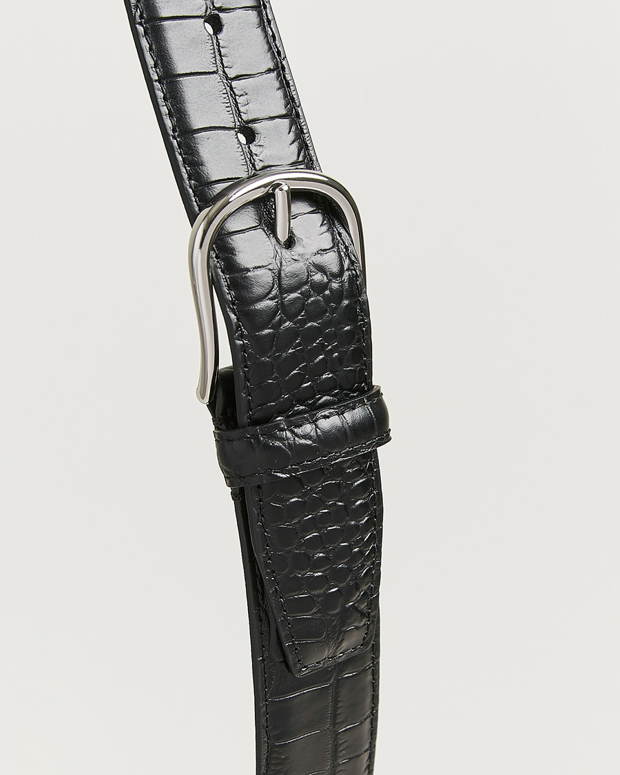 Herren | Gürtel | Anderson's | Embossed 3,5cm Leather Belt Black