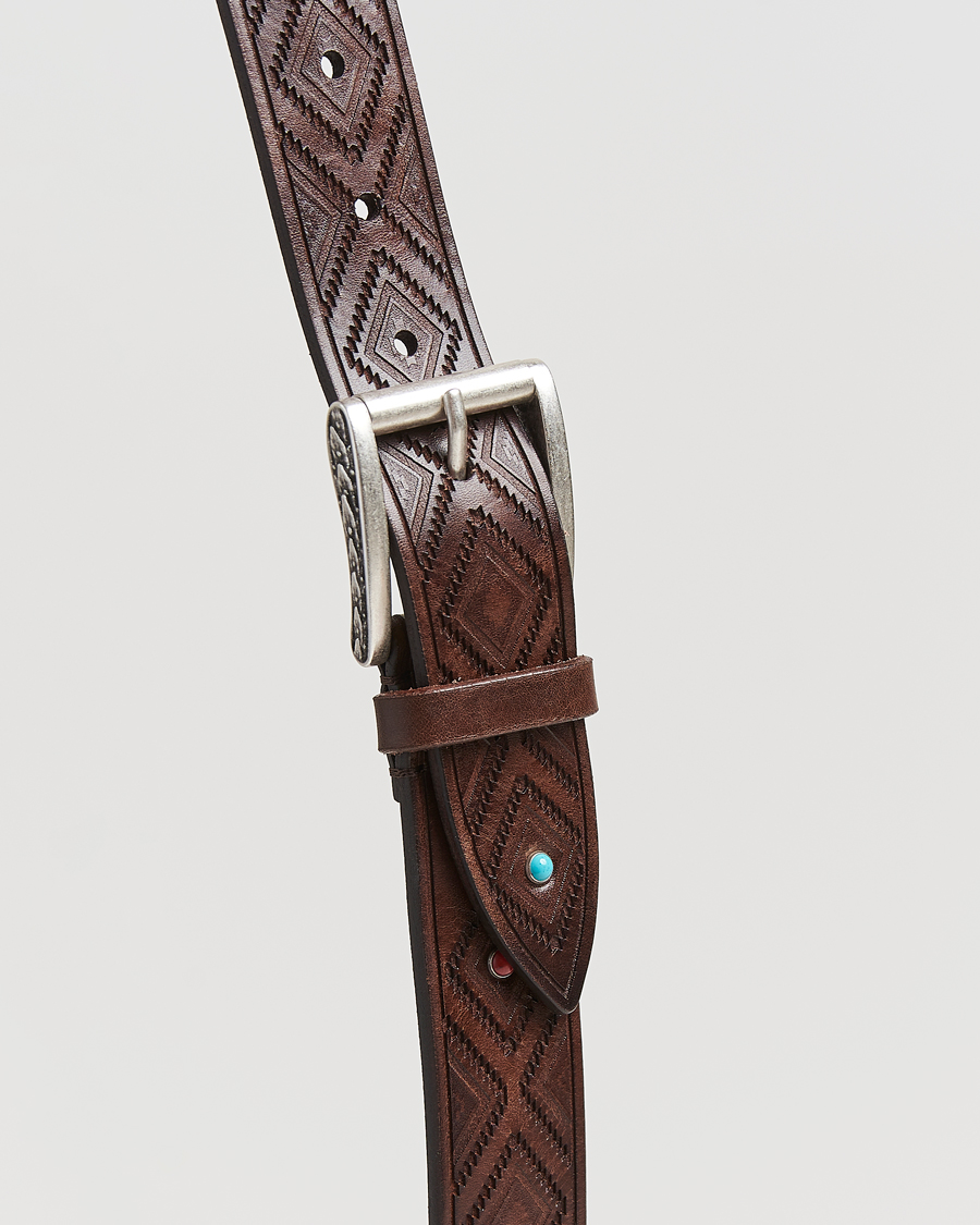 Herren | Gürtel | Anderson's | Diamond Pattern Western 3,5cm Belt Brown