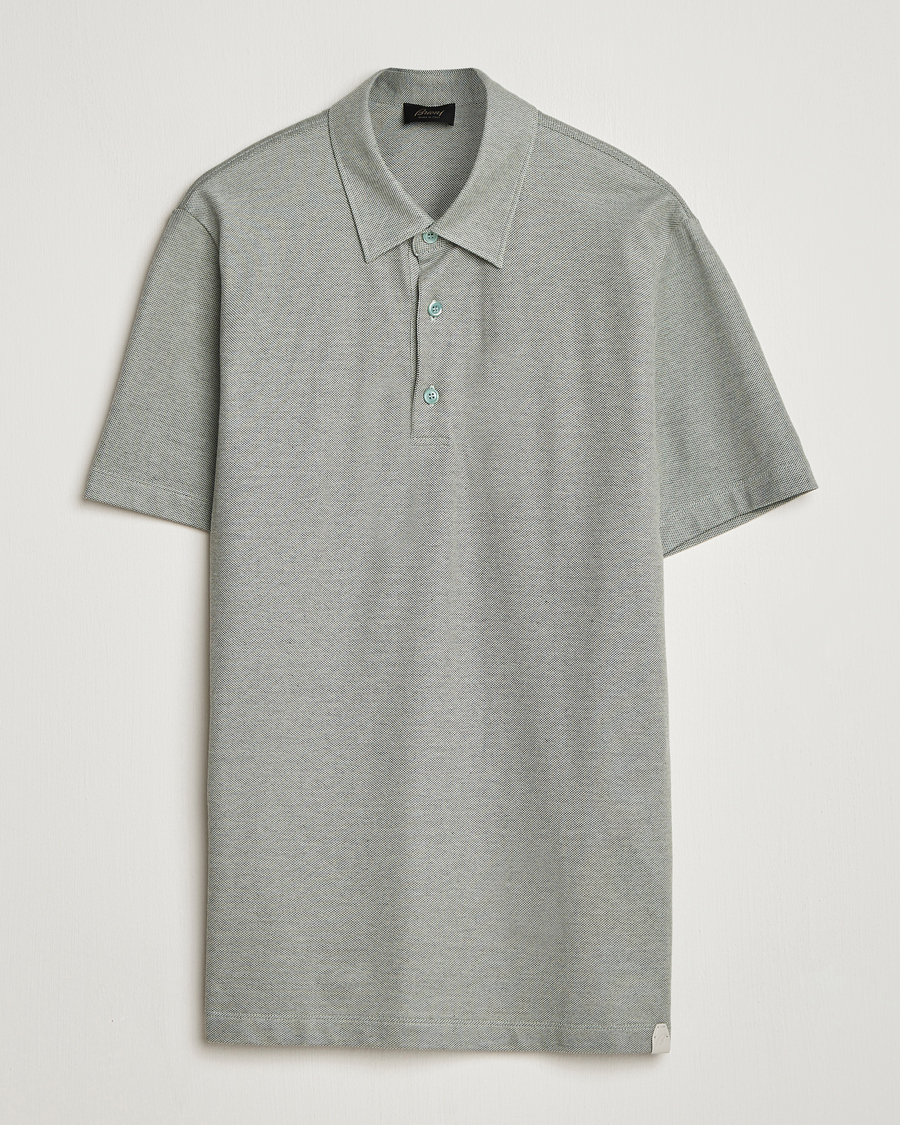 Herren | Poloshirts | Brioni | Short Sleeve Cotton Piquet Polo Light Green