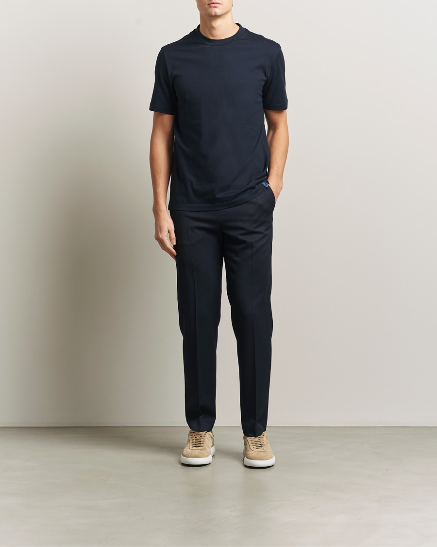 Herren | T-Shirts | Brioni | Short Sleeve Cotton T-Shirt Navy