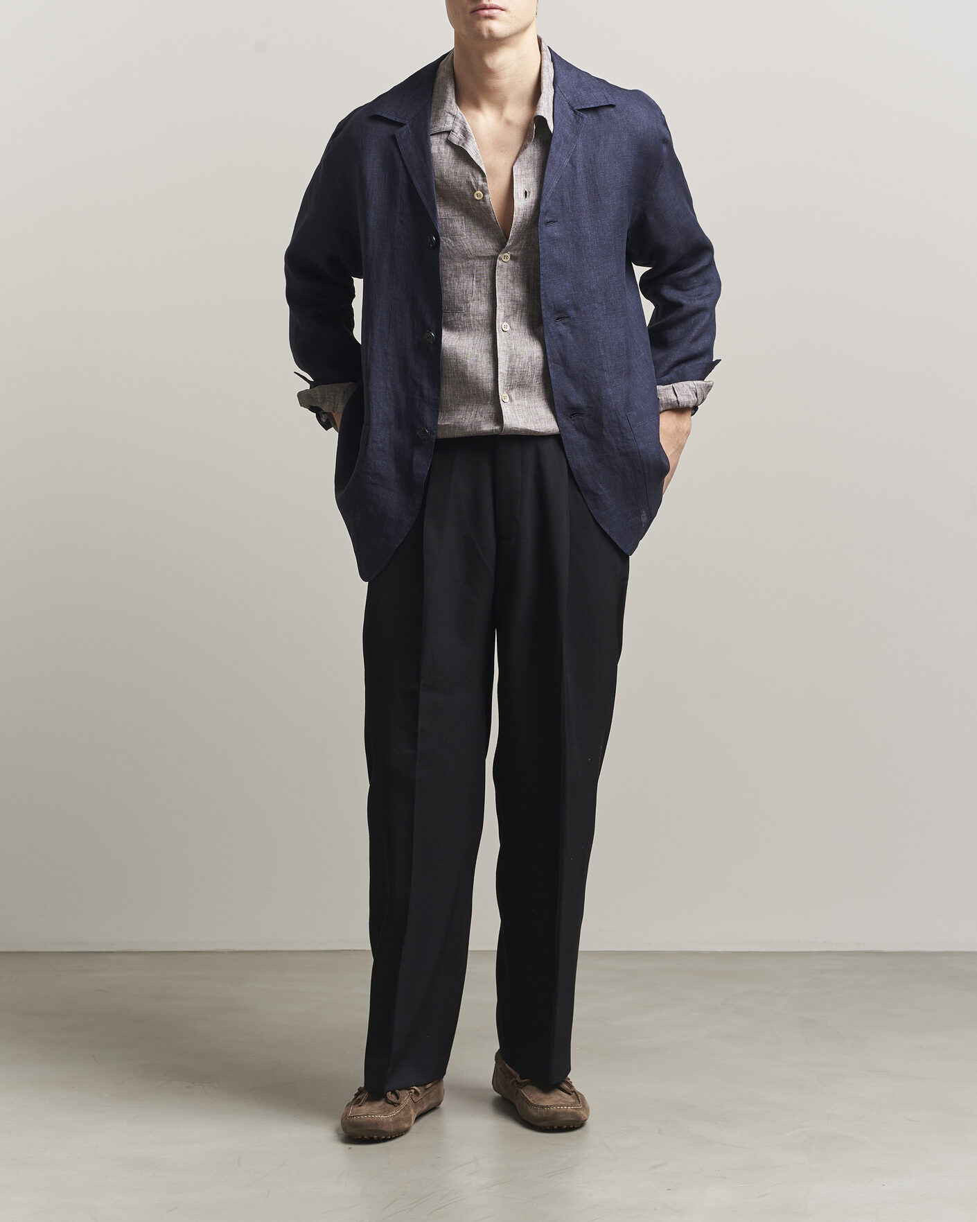 Herren | Hemden | Brioni | Linen Shirt Blazer Navy