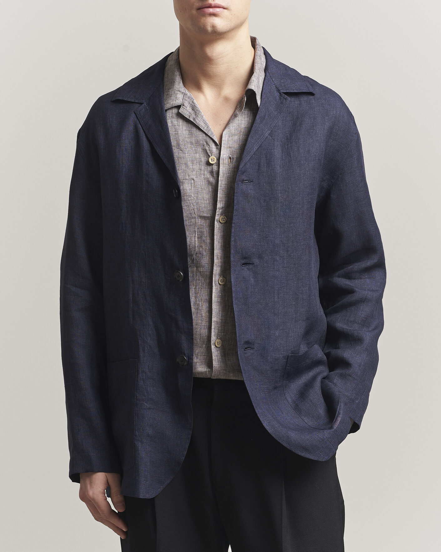Herren | Hemden | Brioni | Linen Shirt Blazer Navy
