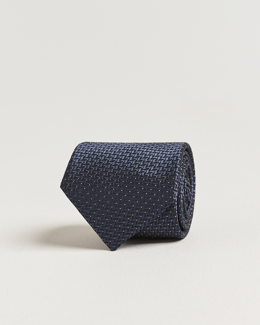 Herren | Krawatten | Brioni | Jacquard Herringbone Silk Tie Navy