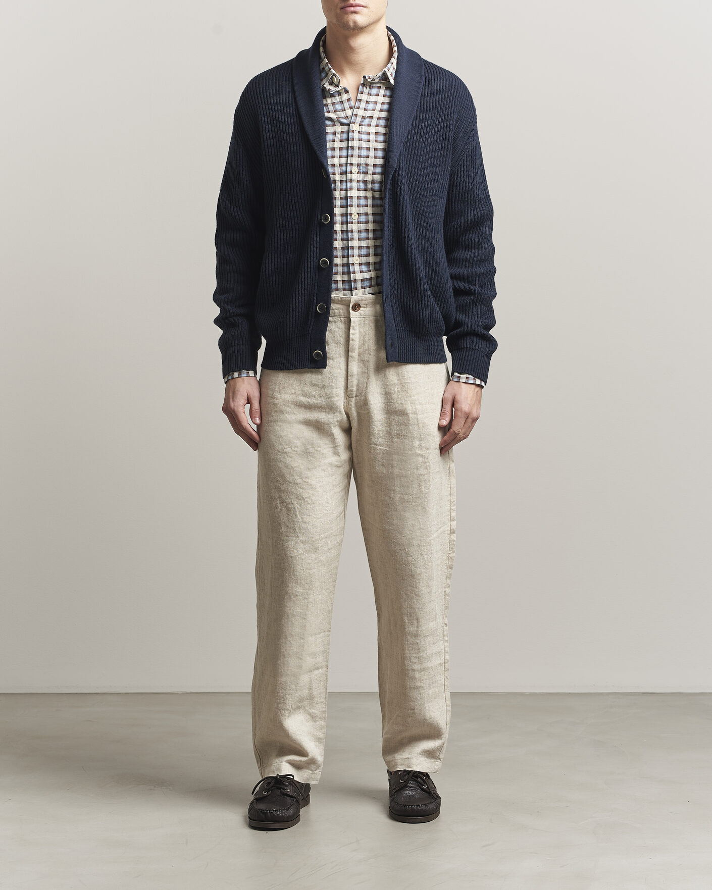Herren | Pullover | Altea | Cotton/Cashmere Shawl Cardigan Navy