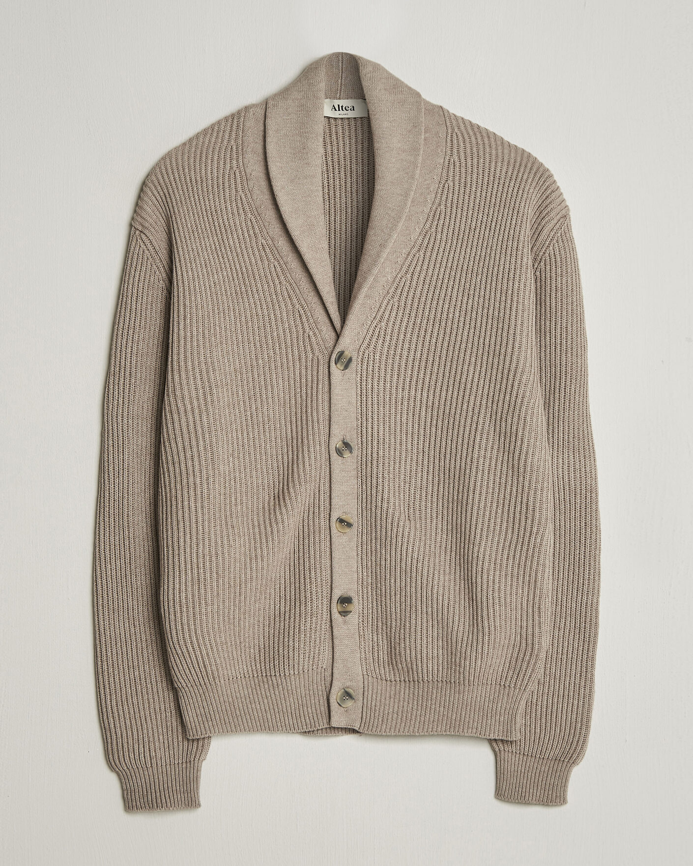 Herren | Pullover | Altea | Cotton/Cashmere Shawl Cardigan Taupe