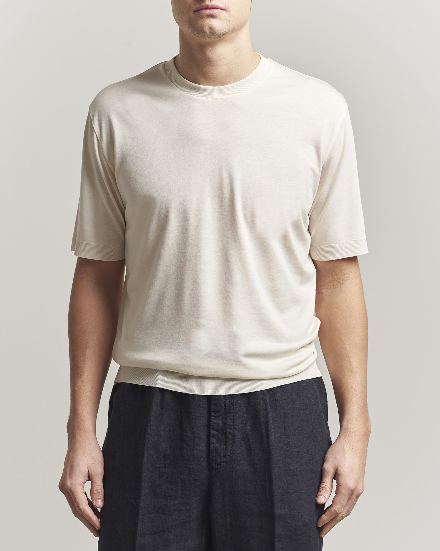 Herren | T-Shirts | Altea | Cotton/Stretch Knitted T-Shirt Off White