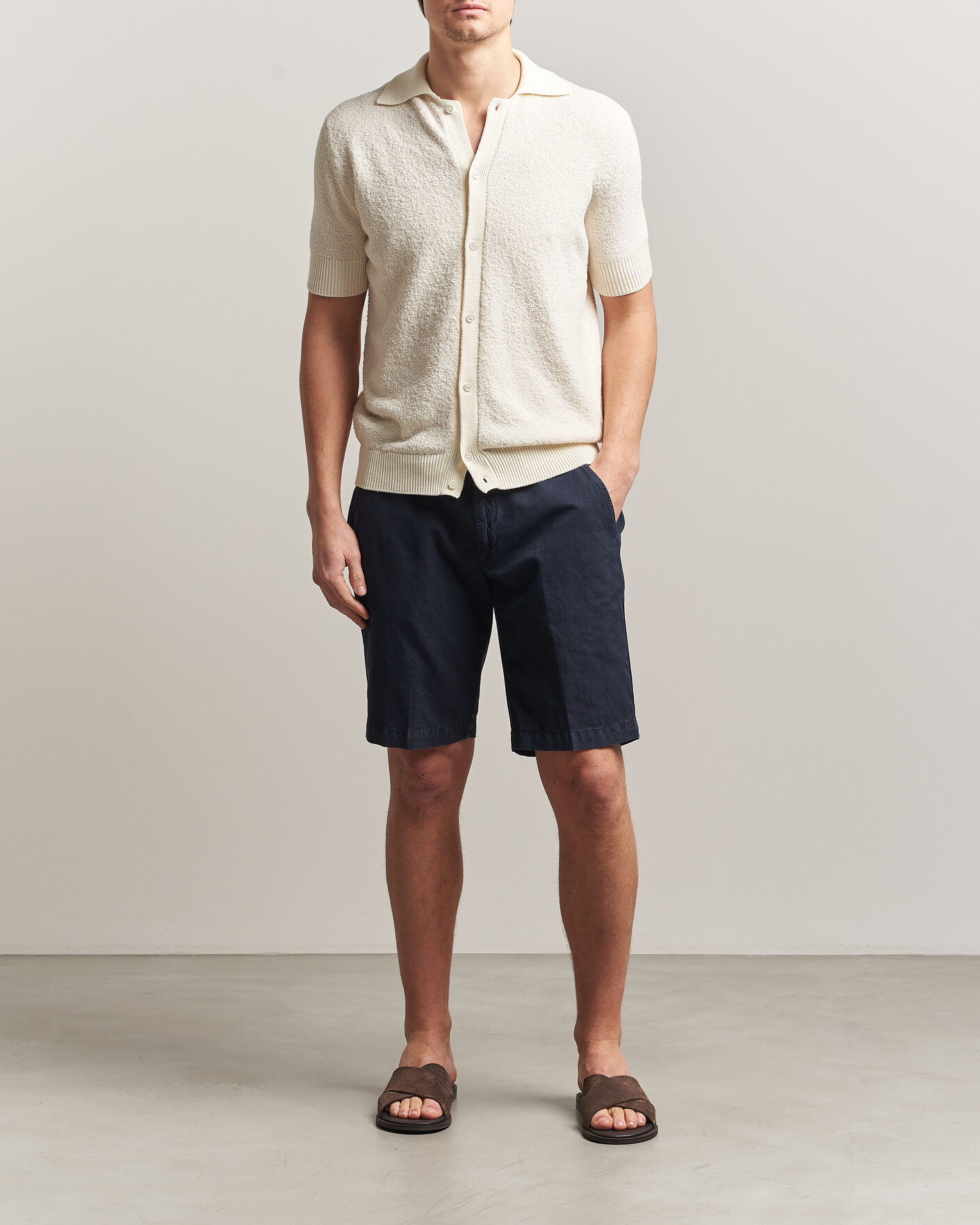Herren | Hemden | Altea | Soft Boucle Resort Shirt Off White