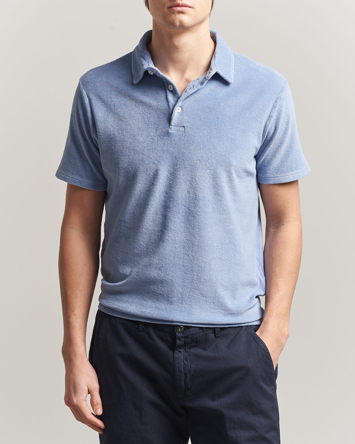 Herren | Poloshirts | Altea | Terry Cotton Polo Light Blue